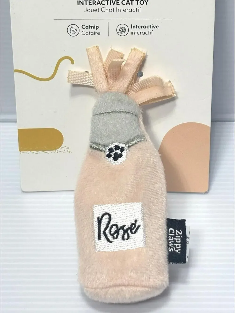 ZippyPaws Zippy Claws Catnip Crusherz Rose Wine Bottle Interactive Plush Cat Toy